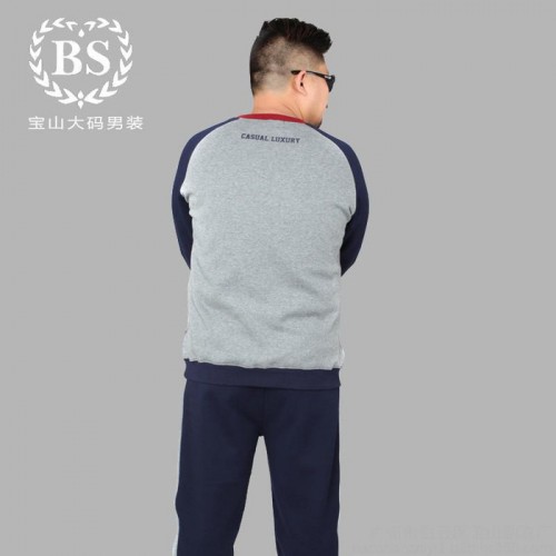 秋季新款大码卫衣厂家批发 胖子时尚圆领肥佬加大卫衣纯棉胖子欧美印花卫衣男图2