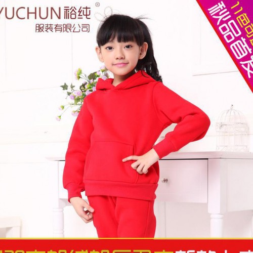 裕纯服装空白卫衣420克加绒连帽儿童卫衣 童装2014秋冬款图1