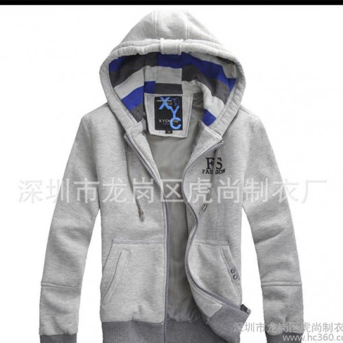 工厂定做连帽开胸男士卫衣 加厚外贸男式卫衣 来图来样订制加工图2