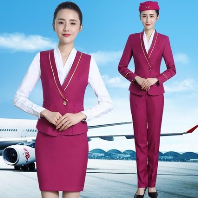 制服门 2020年  南航 空姐制服 职业装女装 马甲女套装 酒店、珠宝店、前台工作服套裙秋冬 南航空姐服