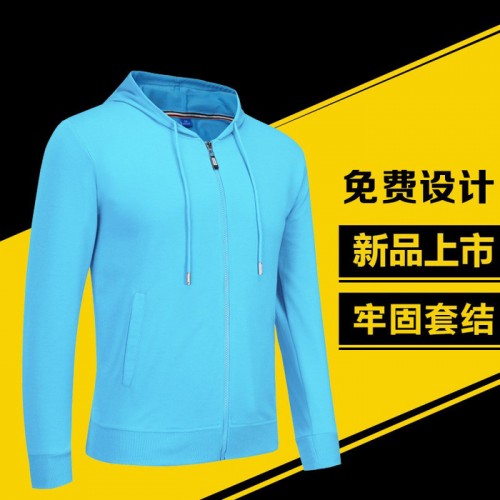 2018秋冬男式广告衫卫衣定制批发抽绳连帽长袖卫衣外套印logo运动休闲毛圈拉链衣图2