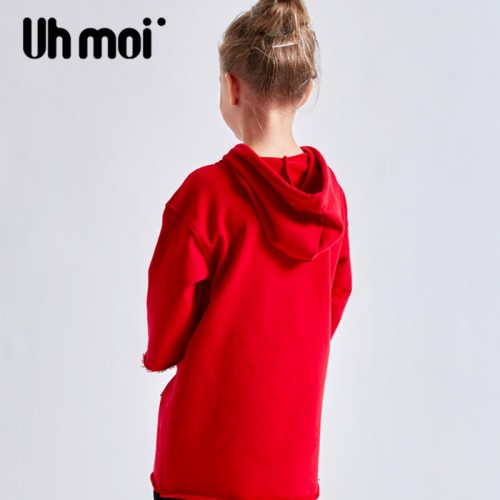 Uhmoi童装女童带帽卫衣裙连衣裙休闲上衣春款图2