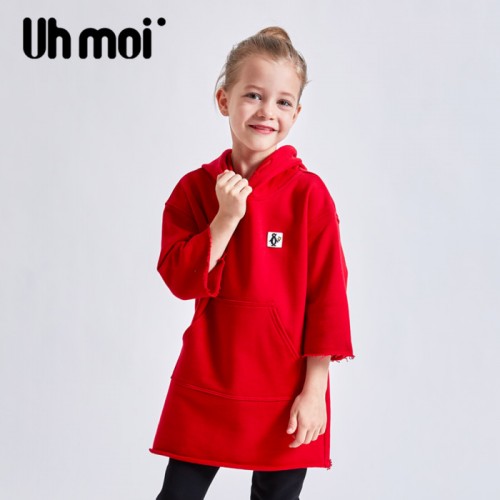 Uhmoi童装女童带帽卫衣裙连衣裙休闲上衣春款图3