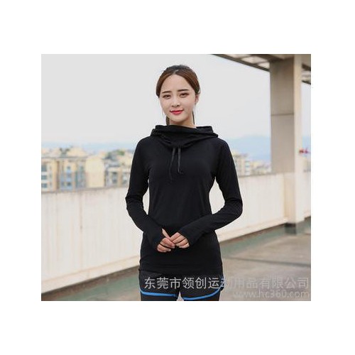 瑜伽服长袖 女士连体帽衫修身速干透气卫衣健身跑步训练图3