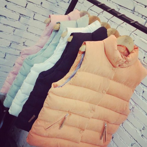女式马甲背心,2014秋冬新品黄峥服饰宽松加厚保暖夹棉糖果色马甲图2