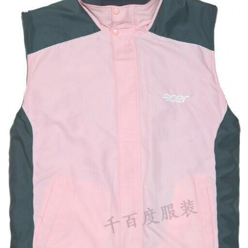 桃皮绒 内胆摇粒绒粉红拼灰工服马甲图1
