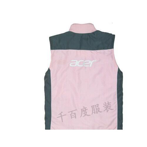 桃皮绒 内胆摇粒绒粉红拼灰工服马甲图2