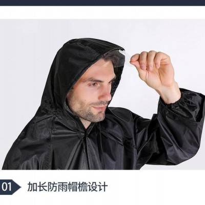 雨忆中长款连体户外徒步防暴雨衣成人加厚长风衣劳保雨衣雨披批发定制可印字