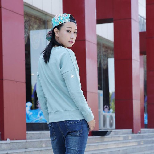 2015韩版印花纯棉长袖卫衣女秋冬新款 圆领宽松型套头衫一件图3