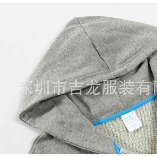 纯棉包后领毛线圈连帽拉链卫衣可制作班服厂服商场服来图印花图3