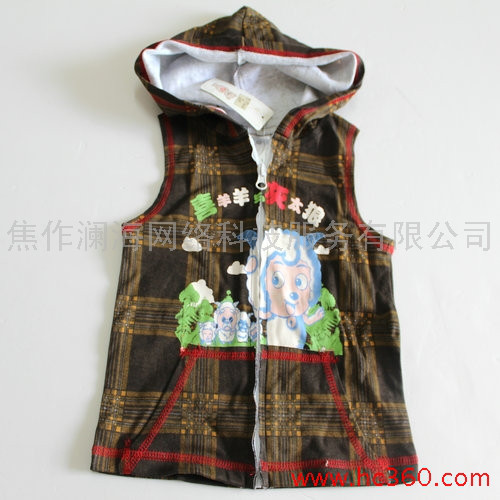 供应批发童装坎肩背心马甲  货号064外贸小童装连帽坎肩图1
