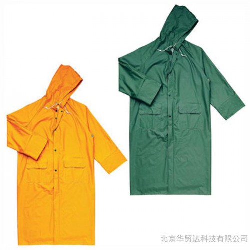 代尔塔407005连体式雨衣雨披工作雨衣PVC涂层涤纶风衣版黄色/绿色图1