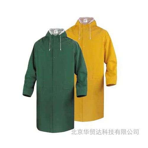 代尔塔407005连体式雨衣雨披工作雨衣PVC涂层涤纶风衣版黄色/绿色图3