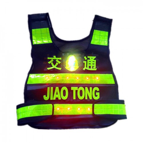 LED闪灯反光背心热压反光马甲交通反光衣路政安全背心执勤马甲**定制字体图6