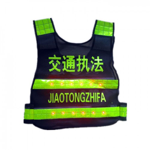 LED闪灯反光背心热压反光马甲交通反光衣路政安全背心执勤马甲**定制字体图5