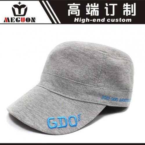 时尚简约针织面料卫衣布平顶军帽定制 绣花工艺全棉舒适