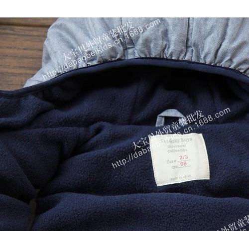 外贸原单童装 儿童帅气超厚实好版型加绒加厚连帽棉马甲 2色图2