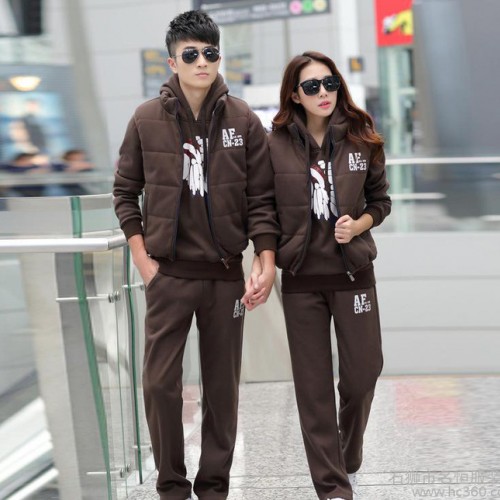 三件套2015秋季新品休闲运动服男情侣卫衣套装男士长袖大码跑图1