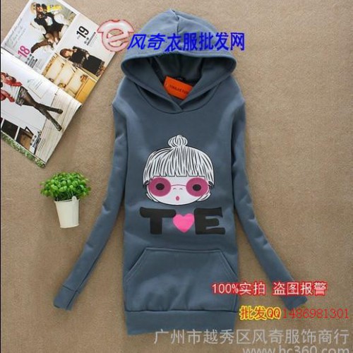 沙河便宜女装抓绒卫衣外套批发 十三行低价秋装女式套头卫衣批发图3
