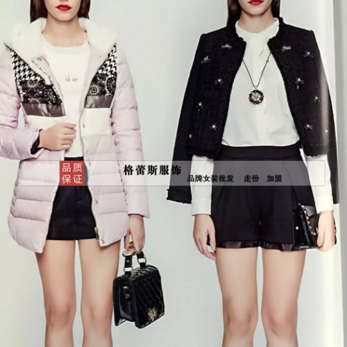 女装批发时尚品牌女装纳纹女式风衣/大衣折扣批发 **图4
