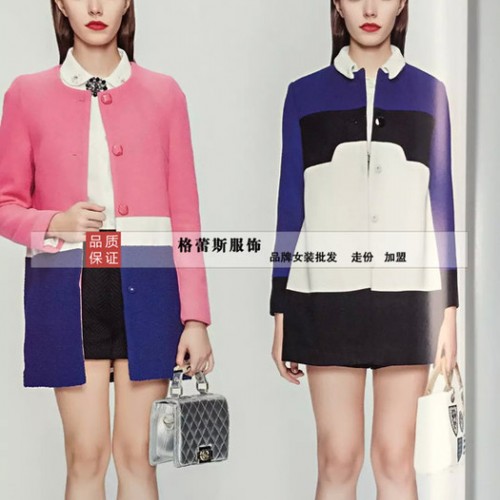 女装批发时尚品牌女装纳纹女式风衣/大衣折扣批发 **图2