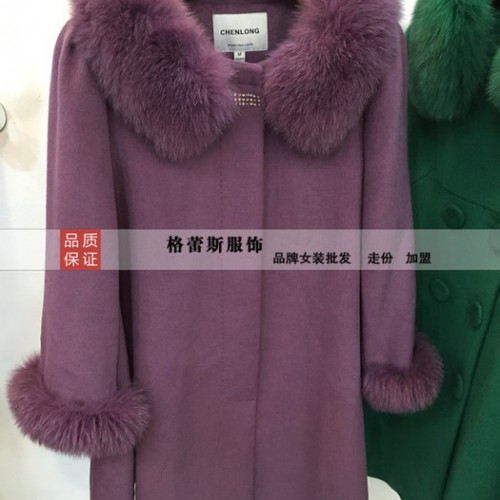 2015全新原装吊牌时尚品牌女装辰龙羊绒女式风衣/大衣折扣批发 三标齐全 专柜**图1