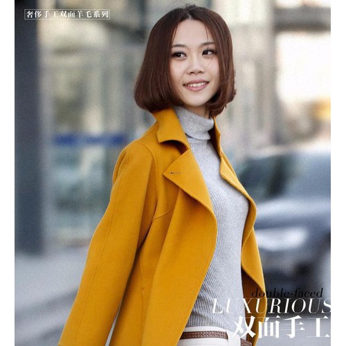 短款双排扣大翻领女式风衣/大衣图2
