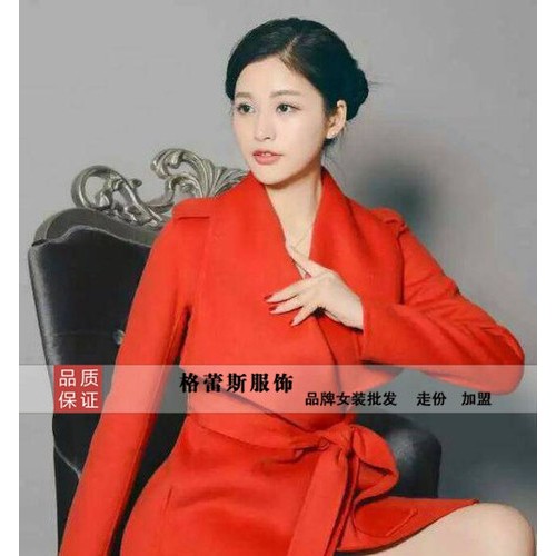 广西品牌女装尾货折扣 鹿王双面呢大衣低价批发 原单**女式风衣/大衣图3