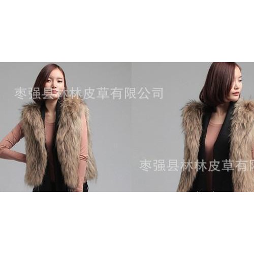貉子本色短款外套 皮草服装 裘皮马甲 皮毛坎肩 貉子编制 坎图2