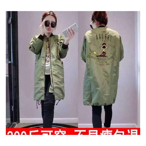 2016秋新款欧洲站欧货中长款休闲风衣外套女装棒球服大衣女图2