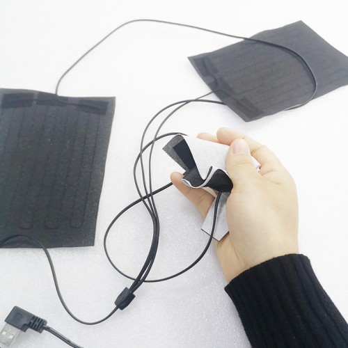 厂家供应 USB5v发热片电热片碳纤维发热片一拖三发热膜加热衣服马甲保暖图1
