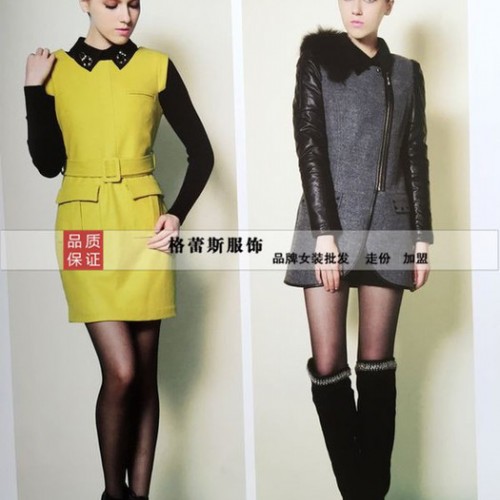 女式风衣/大衣供应品牌女装折扣鸢娜尔呢子大衣折扣批发 广西女装批发市场图7