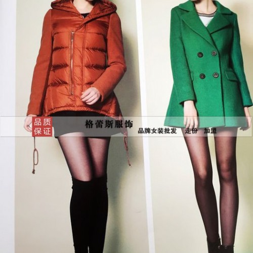 女式风衣/大衣供应品牌女装折扣鸢娜尔呢子大衣折扣批发 广西女装批发市场图2