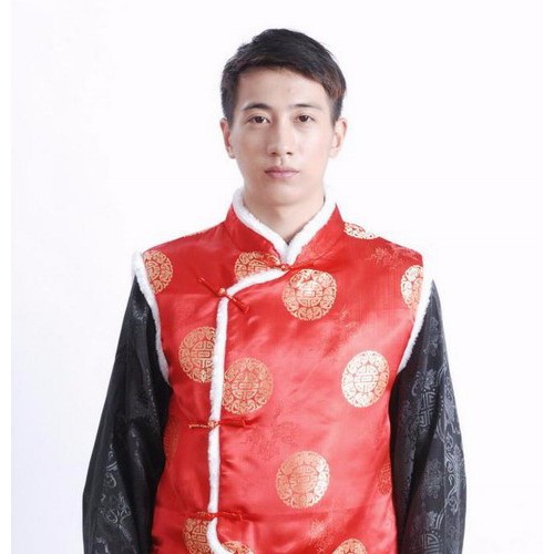 批发男式加棉马甲 大红M0033黑色M0033-A蓝色M0033-B酒红M0033-C金黄M0033-D图3