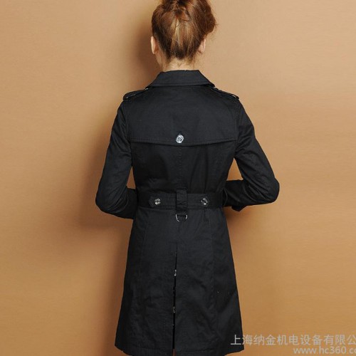 2013新品冬款风衣女款女 外套 韩版 春秋 中长款翻领双排扣风衣图1