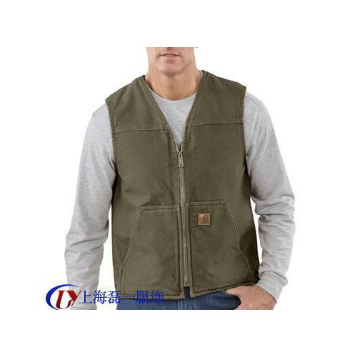 定做涤棉全棉工作服帆布马夹 无领马甲定制 荧光马夹订做图2