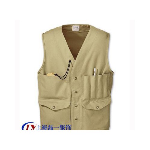 定做涤棉全棉工作服帆布马夹 无领马甲定制 荧光马夹订做图3