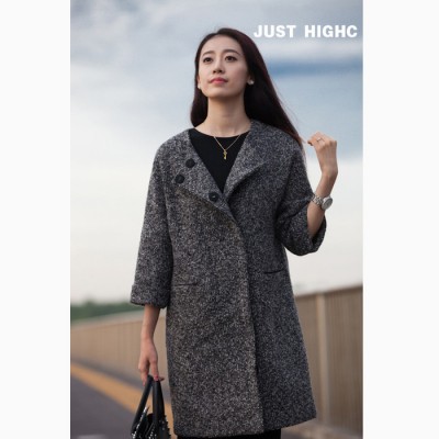 批发销售 2014新款JUST HIGHC秋冬风衣 双排扣长款七分袖风衣
