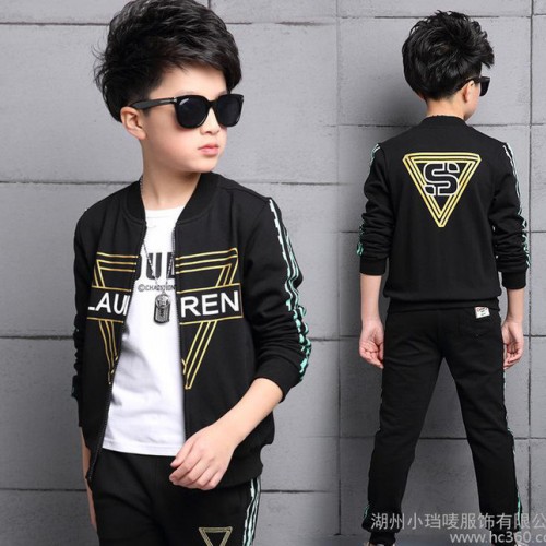 男童外套夹克中大童棒球服童卫衣春款套装新款时尚运动休闲两件套图2