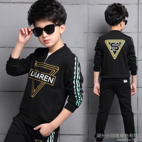 男童外套夹克中大童棒球服童卫衣春款套装新款时尚运动休闲两件套图3