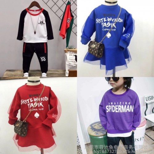 江苏苏州秋冬季儿童衣服批发简约百搭假两件字母印花卫衣货到付款童装批发网站图8
