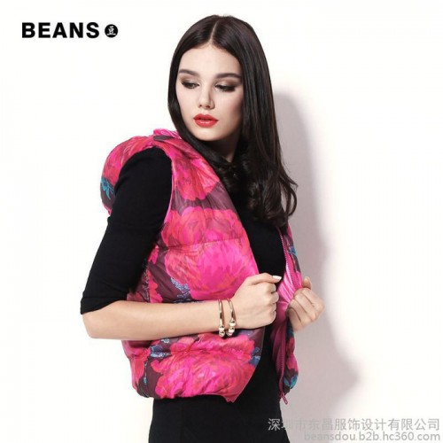 beans冬装修身短款羽绒马甲外套清仓羽绒服女图5