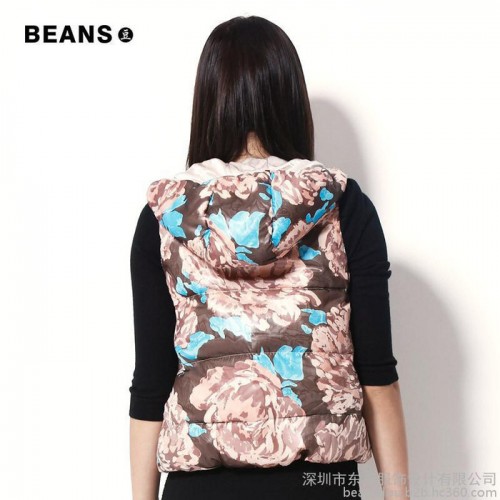 beans冬装修身短款羽绒马甲外套清仓羽绒服女图4