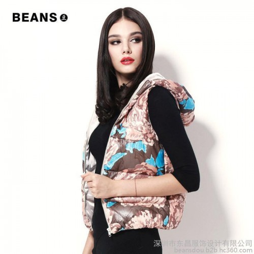 beans冬装修身短款羽绒马甲外套清仓羽绒服女图2