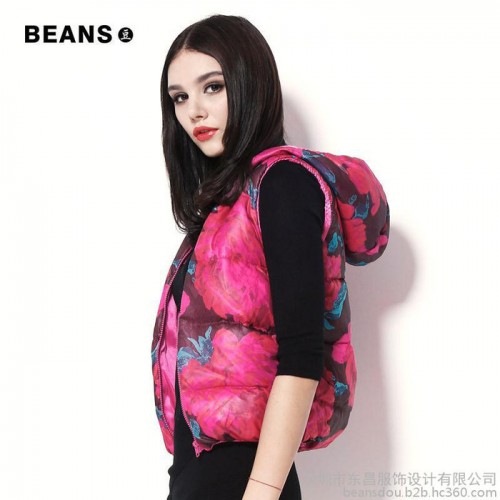 beans冬装修身短款羽绒马甲外套清仓羽绒服女图3
