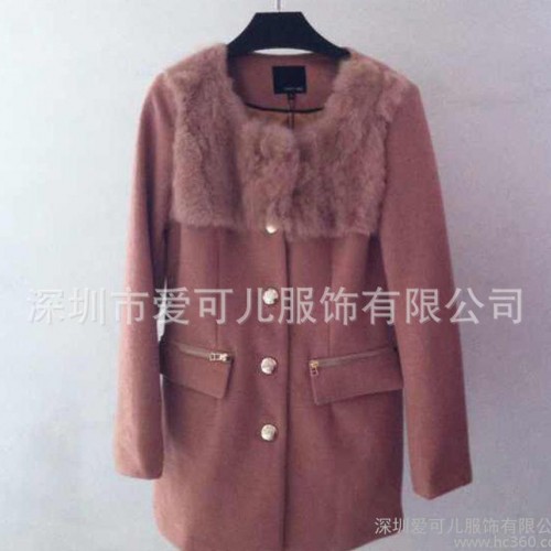 紫淑女 毛领呢大衣呢外套女上衣风衣 秋冬款品牌尾货份货折扣图3