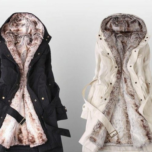 小魅娘品牌韩版女装断码清货可脱毛毛胆两穿加厚风衣棉服女式棉衣图1