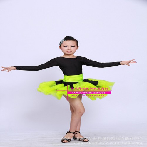 女童拉丁舞蹈服 裙子新款少儿拉丁比赛规定服儿童舞台表演考级服 舞台表演服图3
