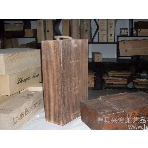 销售双只马甲红酒包装盒  酒水双只礼品木盒图2