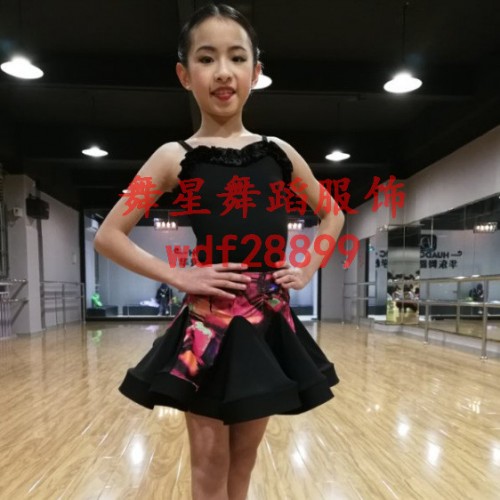 2018春夏季新款舞蹈服女童拉丁练功服表演服儿童吊带分体舞蹈裙子 夏季练功服图5
